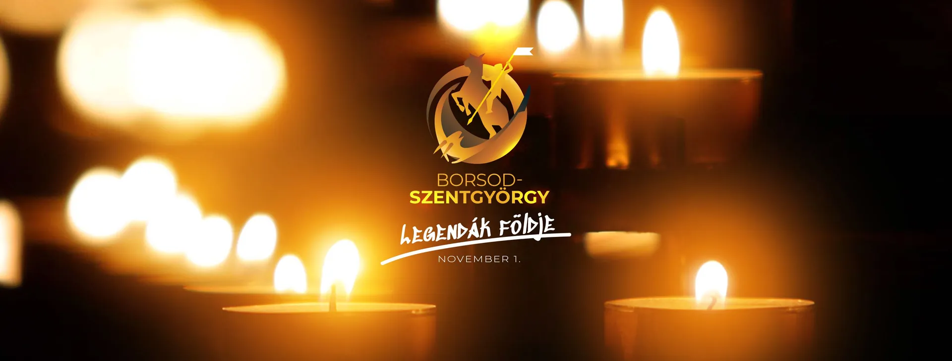 Megemlékező borítókép gyertyákkal és a település logójával