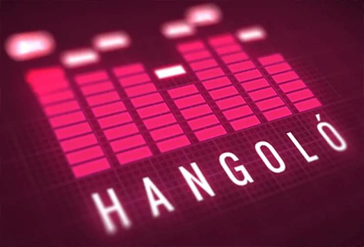 Hangoló műsor grafikája neonfényű equalizerrel