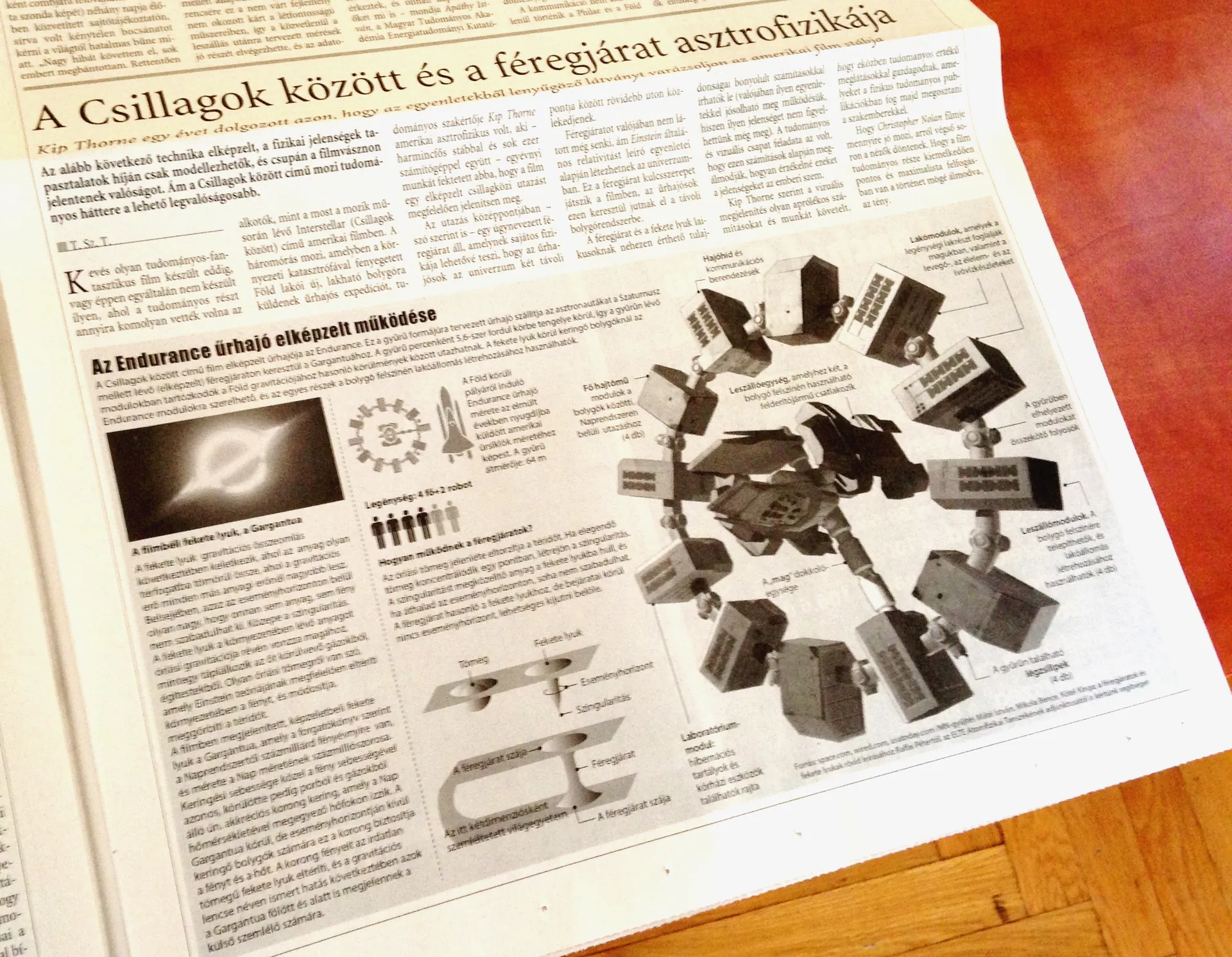 Az űrhajó-infografika a nyomtatott Magyar Nemzetben