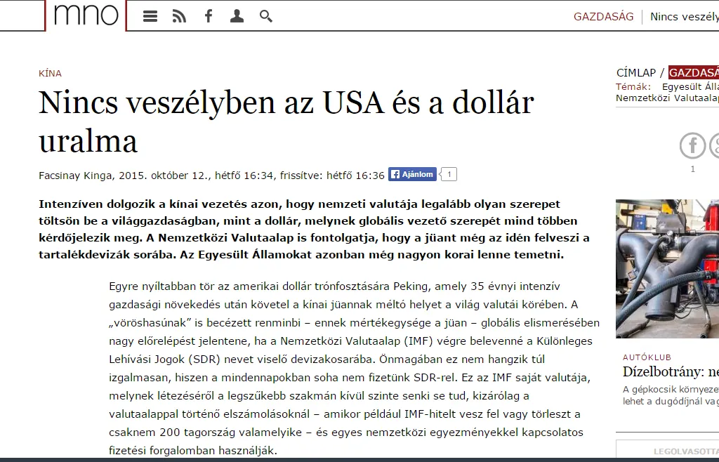 Az MNO.hu cikkoldala