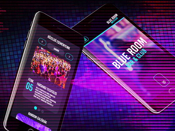 Blue Room bár és klub mobilos felülete