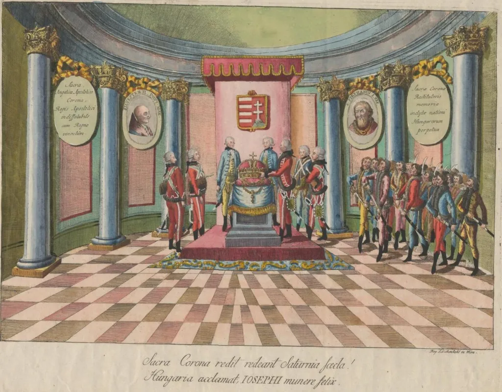 Löschenkohl 1784-es metszete a korona fogadásáról