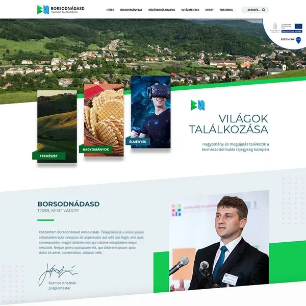 Az élményközpont weboldala