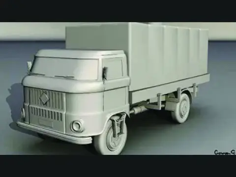 Teherautó 3D modellje anyagok nélkül, hallgatói munka – 3D animáció és grafika oktatása Egerben és Budapesten
