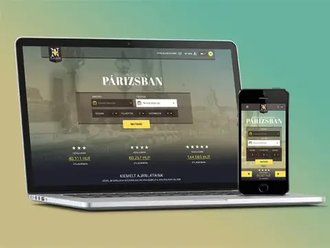 Utazási ajánlatokat kínáló weboldal laptopon és mobilon – Pro bono weboldal-koncepciók ózdi intézményeknek